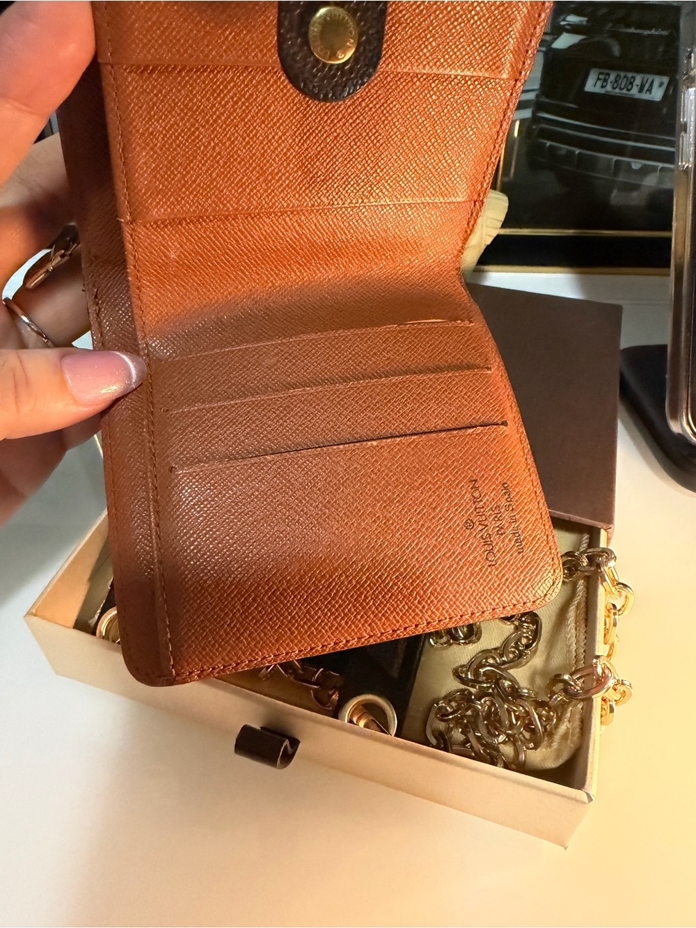 Louis Vuitton Brown Monogram wallet with free chain,insert,dust bag,box,COA - Picture 7 of 16